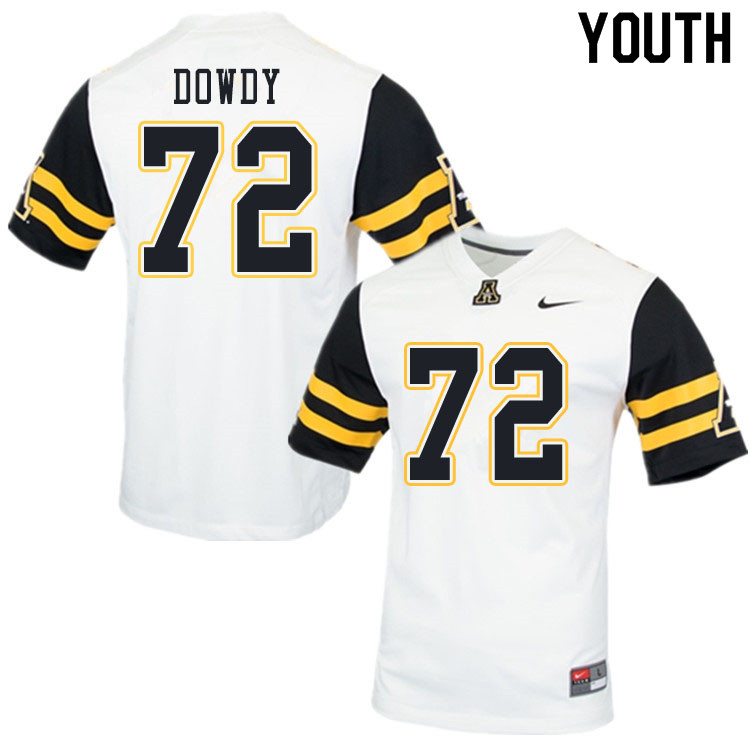 Youth #72 Larry Dowdy Appalachian State Mountaineers College Football Jerseys Sale-White